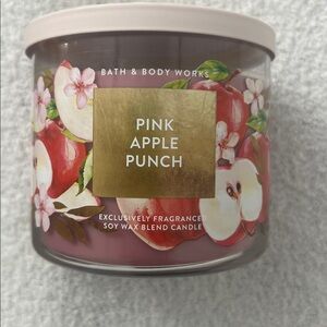 NWT Bath & Body Works 3 Wick Candle Pink Apple Punch